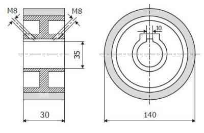 Vorschubrolle 140x30x35mm; 70 ShA; braun; passend für Weinig