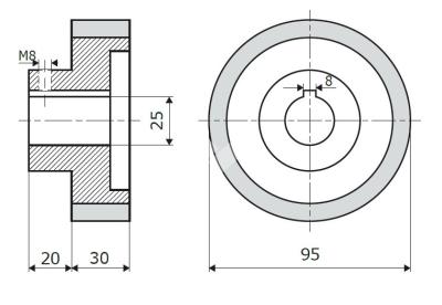 Vorschubrolle 95x30x25mm; 65 ShA; grau; passend für Weinig