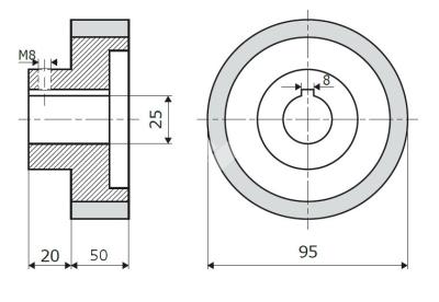 Vorschubrolle 95x50x25mm; 65 ShA; grau; passend für Weinig