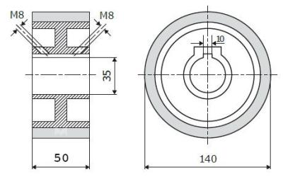 Vorschubrolle 140x50x35mm; 65 ShA; grau; passend für Weinig