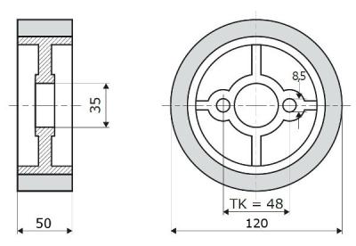 3x Vorschubrollen 120x50x35mm passend für Haffner Holz-Her