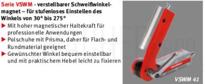 Verstellbarer Schweißwinkelmagnet VSWM 41