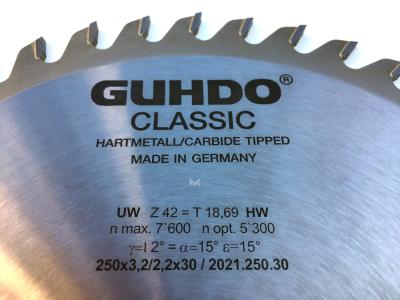 GUHDO HW-Kreissägeblatt 250x3,2/2,2x30 Z42 WZ 2021.250.30