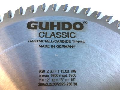 GUHDO HW-Kreissägeblatt 250x3,2/2,2x30 Z60 WZ 2023.250.30