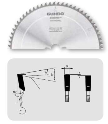 GUHDO HW-Kreissägeblatt 303x3,2/2,2x30 Z68TF Enduro Max 2089.303.31 für Aluminium