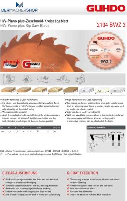 GUHDO HW-Kreissägeblatt BWZ G-COAT 300x3,2/2,2x30 Z28 W 2104.300C31