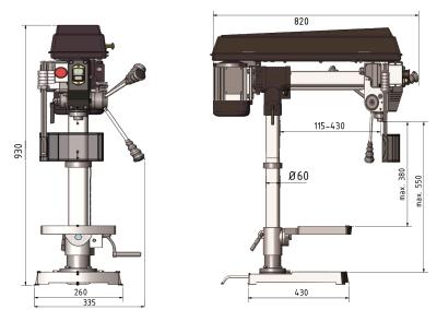 Radialbohrmaschine OPTIdrill RB 6T inkl. Maschinenschraubstock