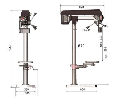 Radialbohrmaschine / Säulenbohrmaschine OPTIdrill RB 8S inkl. Maschinenschraubstock