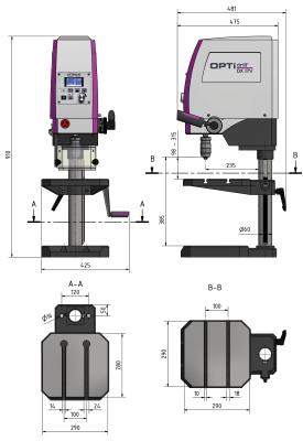 Tischbohrmaschine OPTIdrill DX 17V (230V) mit VARIO-Drehzahl + Gewindeschneidfunktion