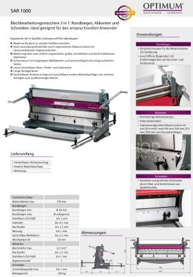Kombinierte Biege- und Schneidemaschine SAR 1000 inkl. Unterbau