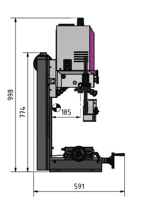Bohr-Fräsmaschine OPTImill MH 2DV mit elektronisch regelbarem Antrieb und digitalem Display