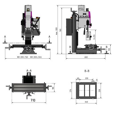 Bohr-Fräsmaschine OPTImill MH 20VL mit manuellem Pinolenvorschub