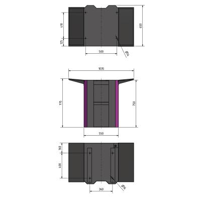 Universal-Maschinen-Unterbau MSM 3; 650 x 550(1035) x 750(775) mm