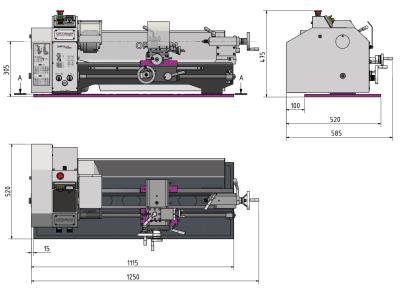 Leitspindel-Drehmaschine OPTIturn TU 2506VB inkl. Maschinenunterbau