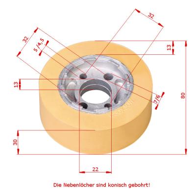 3x Vorschubrollen 80 x 30 x 22 mm