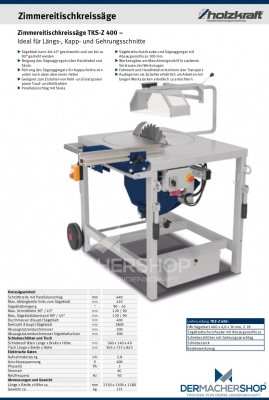 Zimmereitischkreissäge TKS-Z 400 inkl. Auslegerset links/rechts