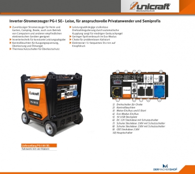 Inverter-Stromerzeuger / Notstromaggregat PG-I 80 SE