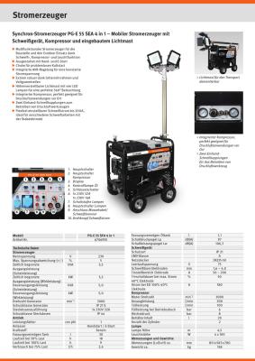 4in1 Mobiler Stromerzeuger +Schweißgerät +Kompressor +Lichtmast PG-E 55 SEA