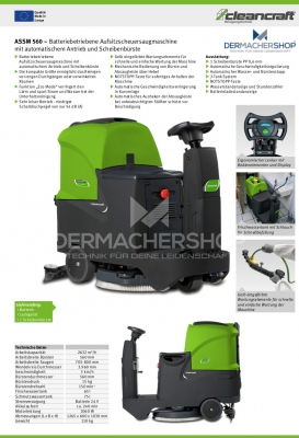 Aufsitzscheuersaugmaschine ASSM 560 mit automatischem Antrieb und Scheibenbürste
