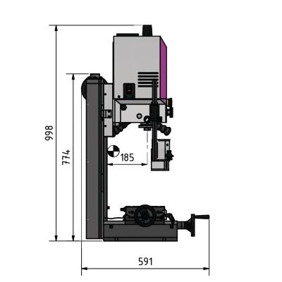Bohr-Fräsmaschine OPTImill MH 2DV mit elektronisch regelbarem Antrieb und digitalem Display
