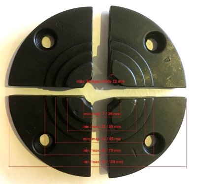 4-Backenfutter-Set 2 Ø 100 mm M33 x 3,5