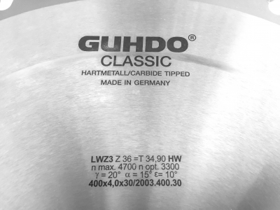 GUHDO HW-Kreissägeblatt 400x4,0/2,8x30 Z36WZ 2003.400.30
