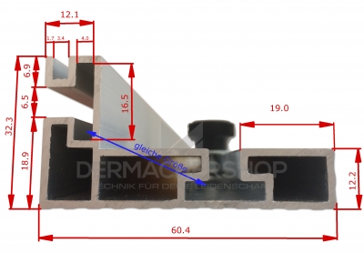Alu-Profil für Gehrungsanschlag für TKS 316 PRO