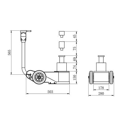 Rangierwagenheber Unicraft WWH 30002 PH Tragkraft 15t Hub 293mm Unterfahrhöhe min. 150mm