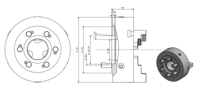 3-Backendrehfutter D=315 mm Camlock DIN ISO 702-2 Nr. 8