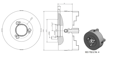 4-Backendrehfutter D=200 mm Camlock DIN ISO 702-2 Nr. 4