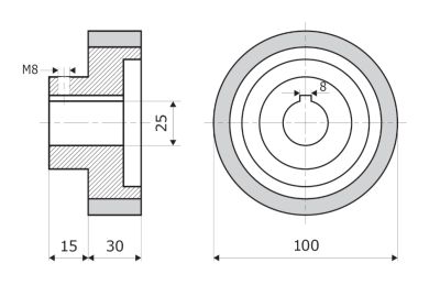 Vorschubrolle 100-30-25 V passend für SCM, L=45