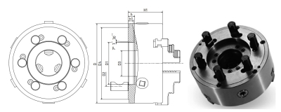 3-Backendrehfutter D=160 mm Camlock DIN ISO 702-2 Nr. 4