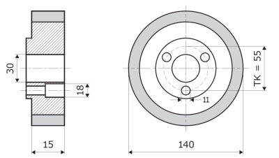 Vorschubrolle 140x15x30mm; 3V; 70 ShA; braun; passend für Weinig