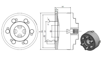 4-Backendrehfutter D=200 mm Camlock DIN ISO 702-2 Nr. 5