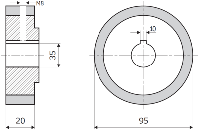 Vorschubrolle 95x20x35mm 60 ShA weiß passend für Weinig