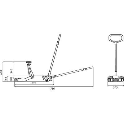 Spezial-Rangierwagenheber Unicraft SRWH 3001 SIL Tragkraft 3t Hub 460mm Unterfahrhöhe min. 120mm