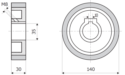 Vorschubrolle 140x30x35mm 70 ShA braun passend für Weinig
