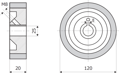 Vorschubrolle 120x20x25mm; 70 ShA; braun; passend für Guilliet