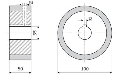 Vorschubrolle 100x35x50mm; 70 ShA; braun; passend für Weinig Cube