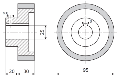 Vorschubrolle 95x30x25mm; 60 ShA; weiß; passend für Weinig